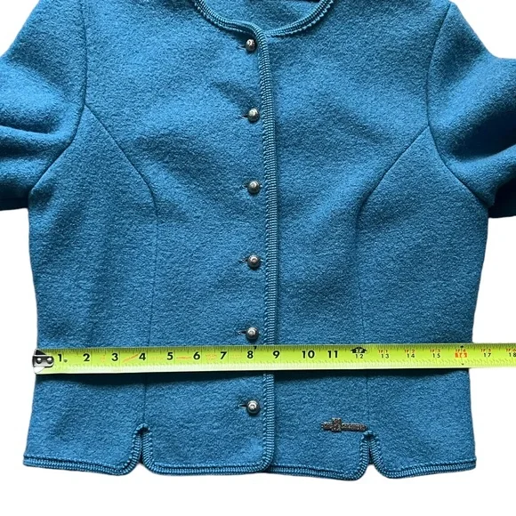 Salzburger Wool Trachten Cardigan Sweater Jacket Austrian Cardigan Blue Size L - Picture 13 of 14